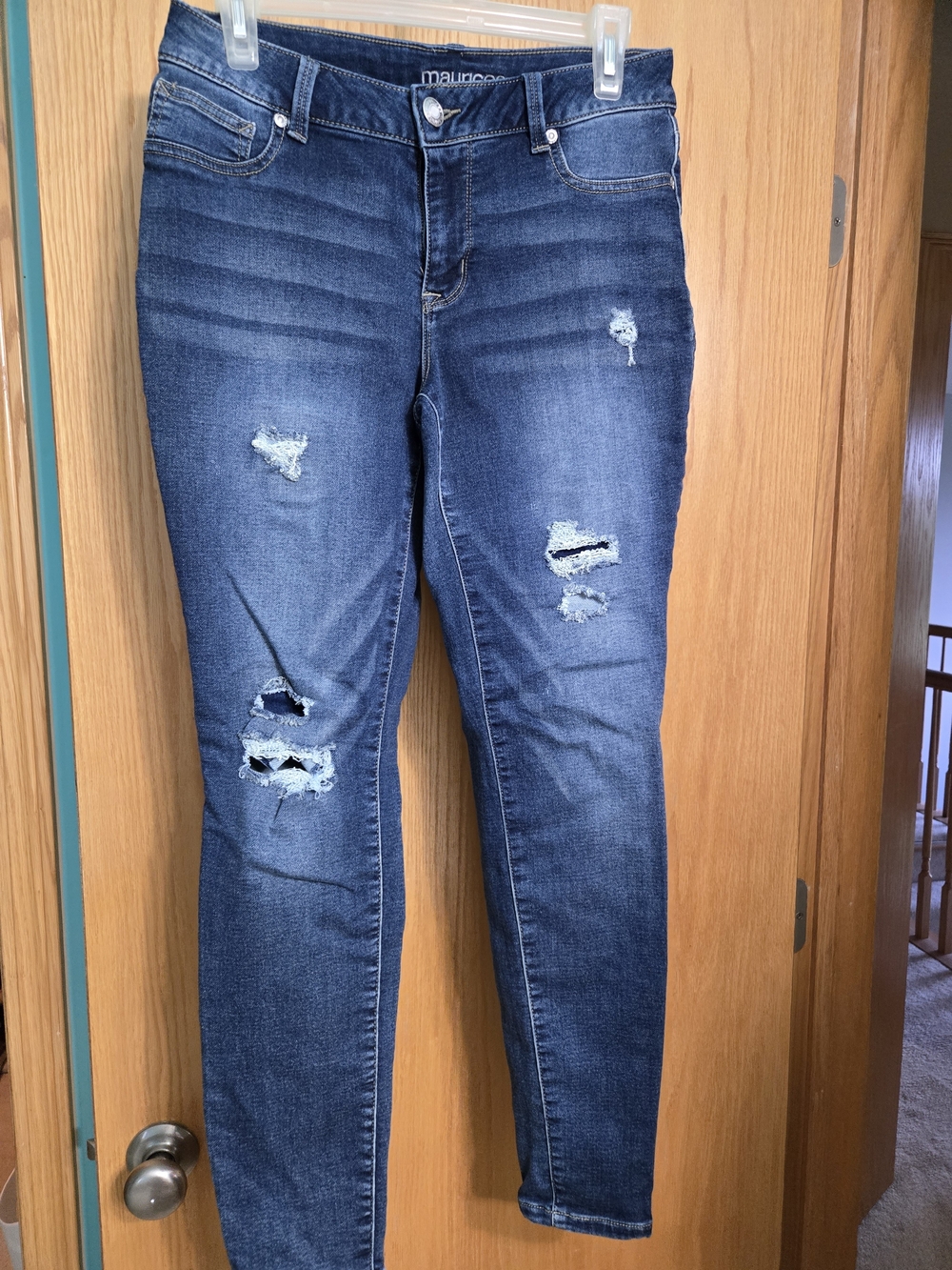 Maurices Dark Blue Women's Distressed Skinny Jeans